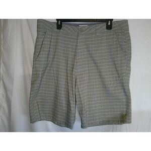 Hang Ten Men's Plaid Golf Shorts Size 38 Gray Flat Front Casual Outdoor